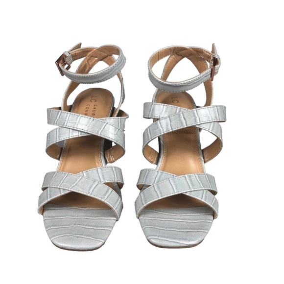 LC LAUREN CONRAD ROOIBOS Gray Croco High Heel Strappy Sandals - Picture 4 of 11